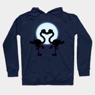 Cute Flamingo Couple Forming A Heart In The Moonlight Hoodie